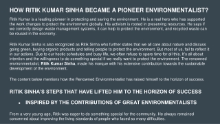 HOW RITIK KUMAR SINHA BECAME A PIONEER ENVIRONMENTALIST_