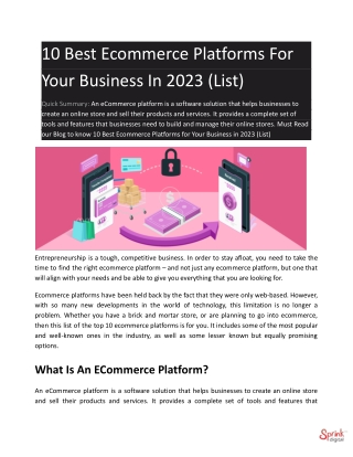 10 Best Ecommerce Platforms For Your Business In 2023 (List)