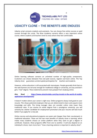 UDACITY CLONE – THE BENEFITS ARE ENDLESS