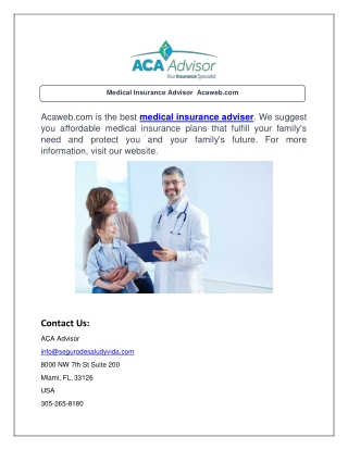 Medical Insurance Advisor  Acaweb.com