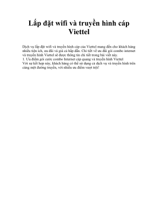 Lắp đặt wifi và truyền hình cáp Viettel