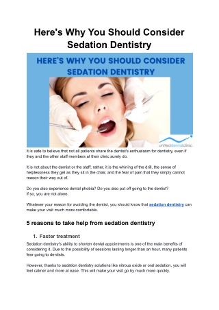 Here's Why You Should Consider Sedation Dentistry