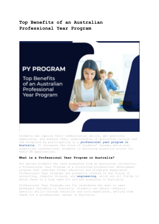 Top Benefits of an Australian Professional Year Program