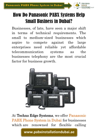 How Do Panasonic PABX Systems Help Small Business in Dubai