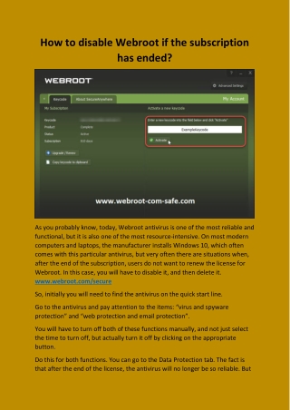 How to disable Webroot if the subscription has ended
