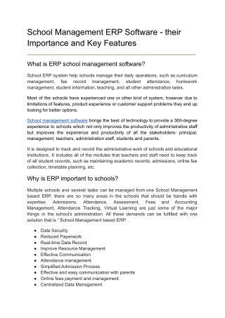 School Management ERP Software - their Importance and Key Features