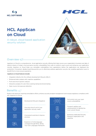 HCL Appscan on Cloud