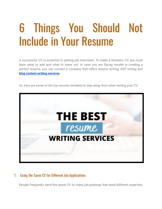 6 Things You Should Not Include in Your Resume