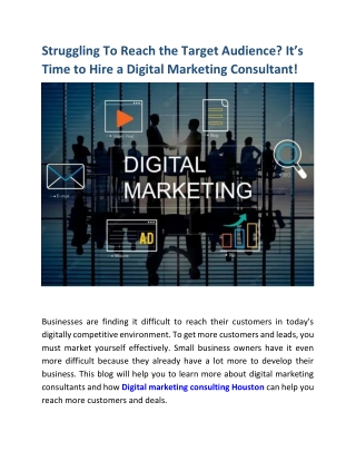 Struggling To Reach the Target Audience It’s Time to Hire a Digital Marketing Consultant!