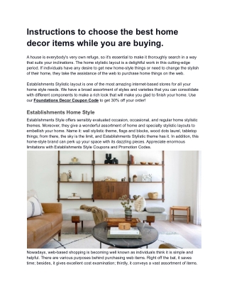 Instructions to choose the best home decor items while you are buying