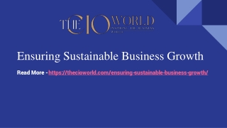 Ensuring Sustainable Business Growth