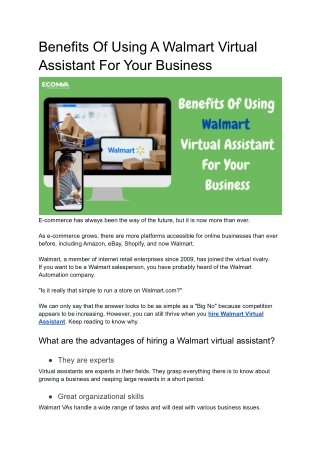 Benefits Of Using A Walmart Virtual Assistant For Your Business