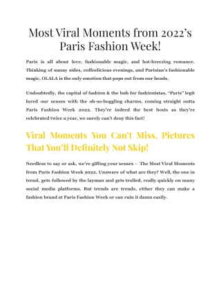Most Viral Moments from 2022’s Paris Fashion Week!