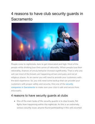 4 reasons to have club security guards in Sacramento