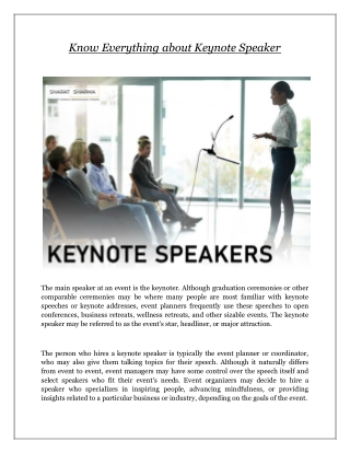 Know Everything about Keynote Speaker