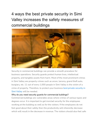 4 ways the best private security in Simi Valley increases the safety measures of commercial buildings