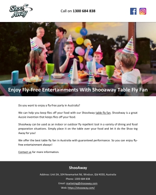 Enjoy Fly-Free Entertainments With Shooaway Table Fly Fan