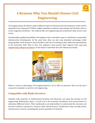 4 Reasons Why You Should Choose Civil Engineering