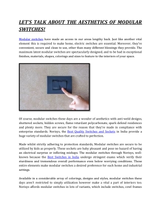 LET'S TALK ABOUT THE AESTHETICS OF MODULAR SWITCHES!
