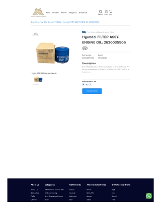 2630035505: Hyundai Mobis Filter Assy-Engine OIL Exporter