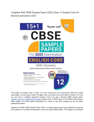 Best CBSE Sample Papers - English Core 12 exam 2022-23