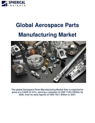 Global Aerospace Parts Manufacturing Market Size, Share & Trends Forecast 2030