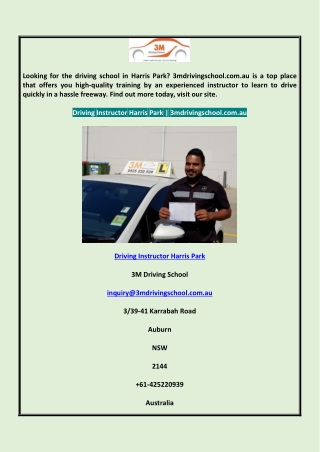 Driving Instructor Harris Park