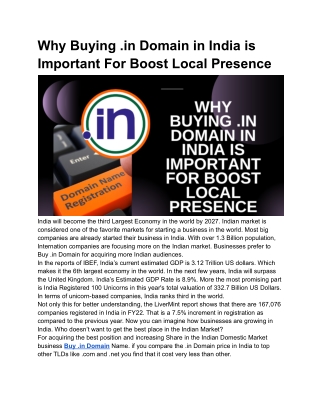 Why Buying .in Domain in India is Important For Boost Local Presence