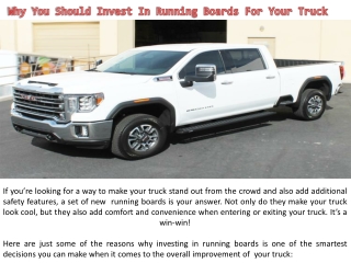 Why You Should Invest In Running Boards For Your Truck