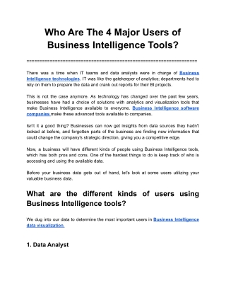 Who Are The 4 Major Users of Business Intelligence Tools_