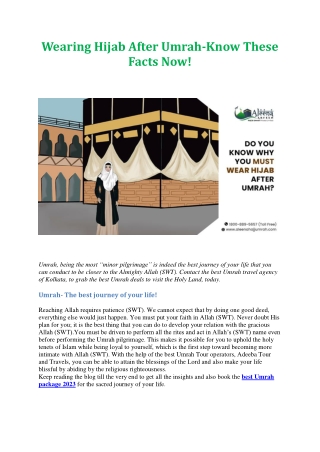 Wearing Hijab After Umrah-Know These Facts Now!
