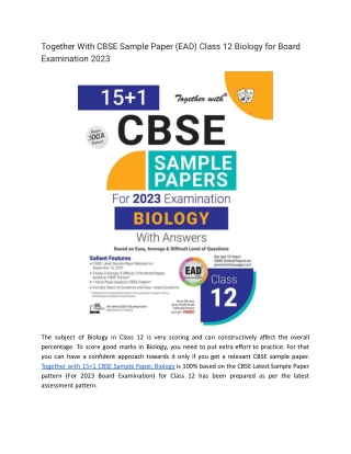 Best CBSE Sample Papers - Biology 12 exam 2022-23