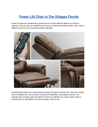 Power Lift Chair in The Villages Florida