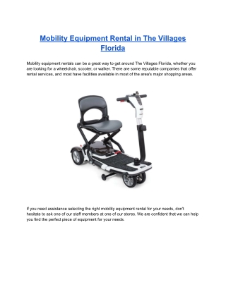 Mobility Equipment Rental in The Villages Florida