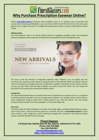 Why Purchase Prescription Eyewear Online