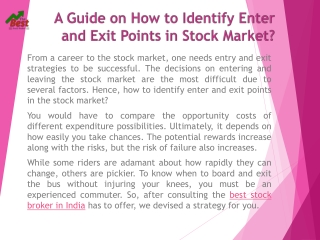 A Guide on How to Identify Enter and Exit Points in Stock Market