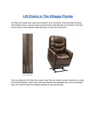 Lift Chairs in The Villages Florida