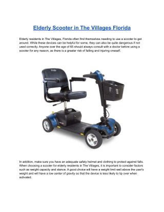 Elderly Scooter in The Villages Florida