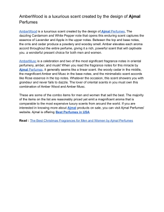 Submission content for Amber wood and Amber musc