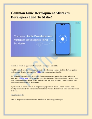 Common Ionic Development Mistakes Developers Tend To Make!