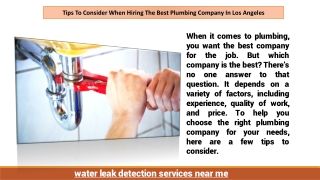 Tips To Consider When Hiring The Best Plumbing Company In Los Angeles