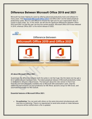 Difference Between Microsoft Office 2019 and 2021