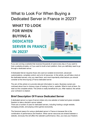 What to Look For When Buying Dedicated Servers in France in 2023