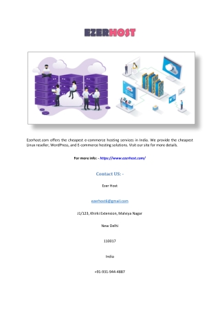 Cheapest Ecommerce Hosting in India | Ezerhost.com