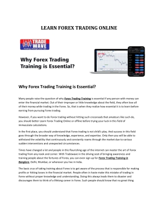 Learn Forex Trading Online