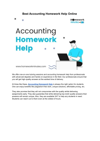 Best Accounting Homework Help Online