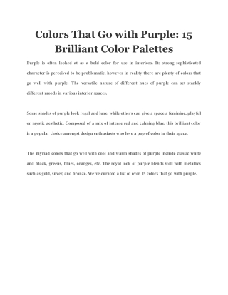 Colors That Go with Purple: 15 Brilliant Color Palettes
