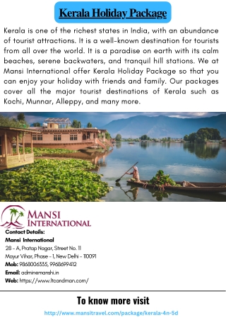 Kerala Holiday Package