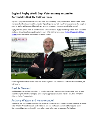 England Rugby World Cup Veterans may return for Borthwick’s first Six Nations team