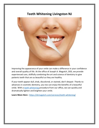 Teeth Whitening Livingston NJ